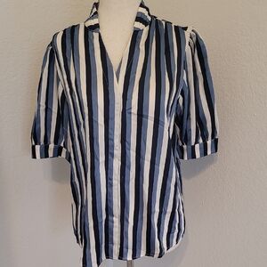 Philosophy Navy and White Striped Blouse